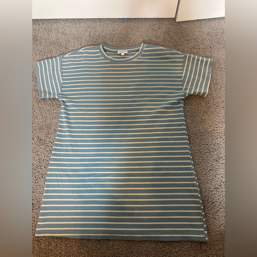 Superdown Striped Blue and White T-Shirt Dress